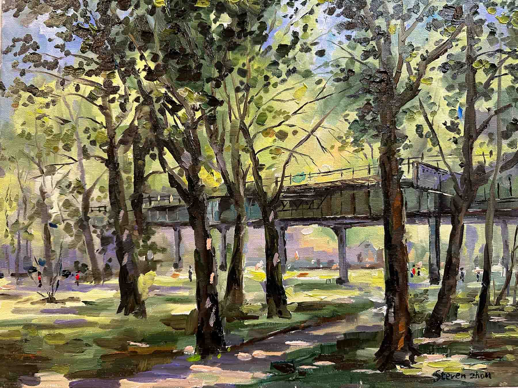 Elevated Subway Through Park / 穿过公园的高架地铁