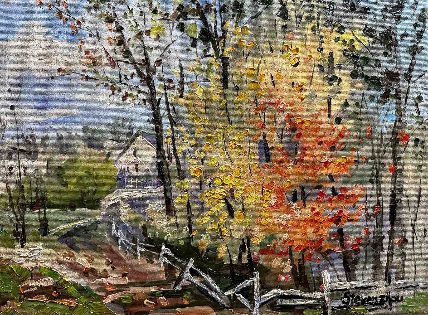 Autumn Trees and Fence / 秋树和篱笆